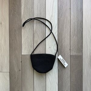 Urban Outfitters Black Rope Woven Mini Bowl Bag With Strap